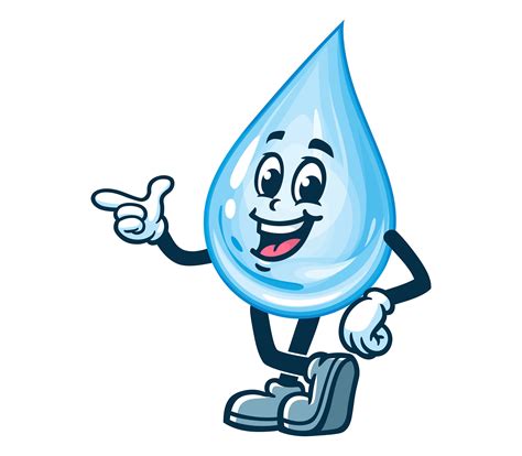 Water Drop Cartoon Mascot Illustration Design Character Vector Clip Art