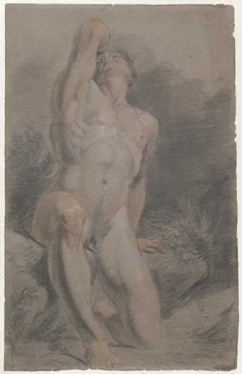 Study Of A Kneeling Male Nude With Raised Left Arm Joseph Mallord