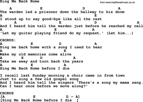 Sing Me Back Home By Merle Haggard Lyrics And Chords