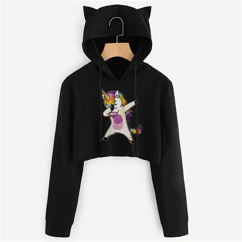 Cute Unicorn Rainbow Pride Hooded Crop Top Sweatshirt Queerks