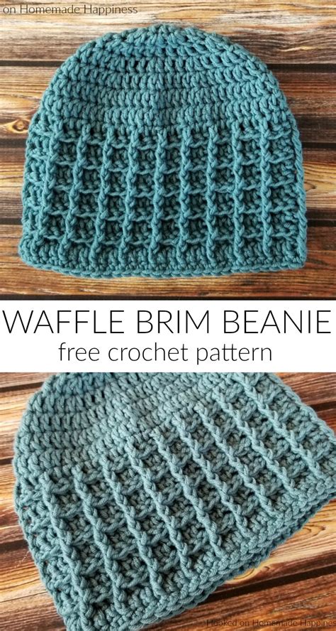 Waffle Brim Beanie Crochet Pattern Cal For A Cause Hooked On