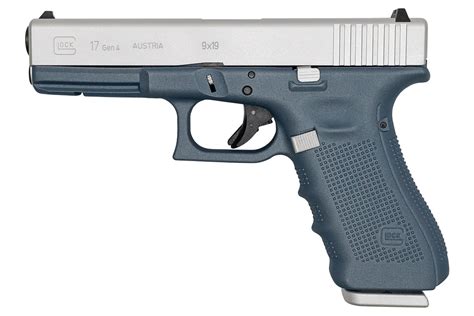 Glock 17 Gen4 9mm 17 Round Pistol With Cerakote Titanium Blue Finish