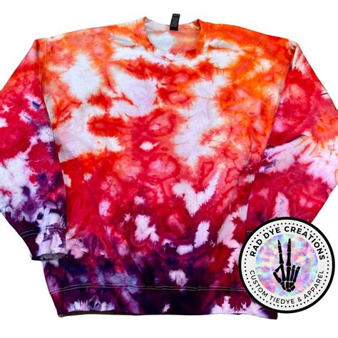 S 5xl Ombré Sunset Ice Dyed Tie Dye Sweatshirt Orange Pink Purple Tie Dye Tie Dye Sweatshirt