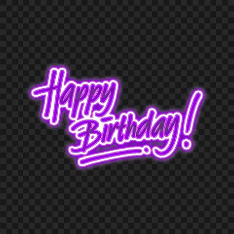 HD Purple Neon Happy Birthday Lettering Calligraphy PNG Citypng