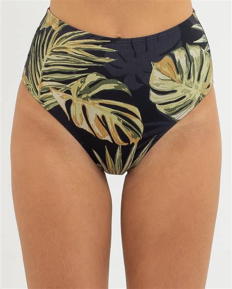 Shop Billabong Tropicana Retro High Waisted Bikini Bottom In Black