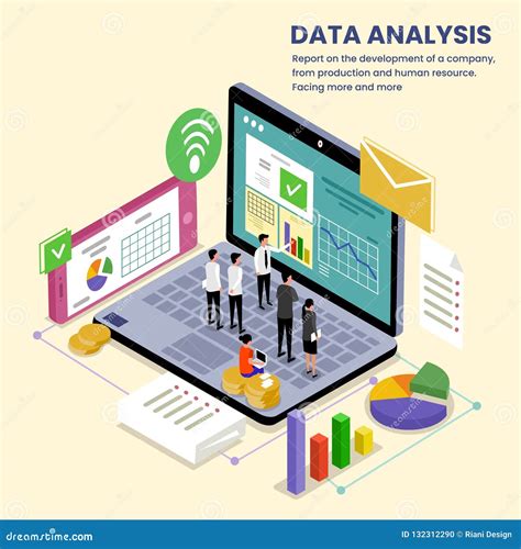 Company Data Analysis Isometric Illustration Stock Illustration - Illustration of isometric ...