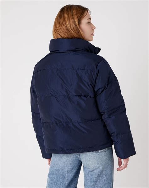 Wrangler Short Puffer Damska Kurtka Zimowa Navy W Q Yj W Q Yj