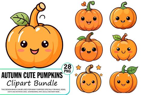 Autumns Cute Pumpkin Clipart Bundle