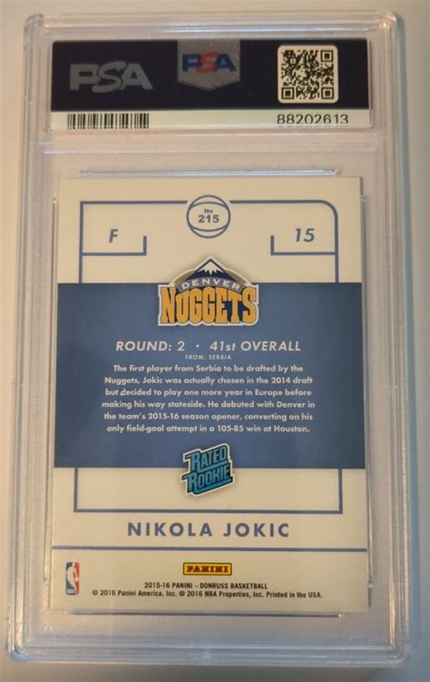 Panini Donruss Rated Rookie Denver Nuggets Nikola Jokic