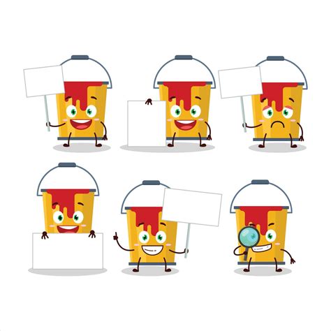 Yellow paint bucket cartoon character bring information board 26635839 Vector Art at Vecteezy