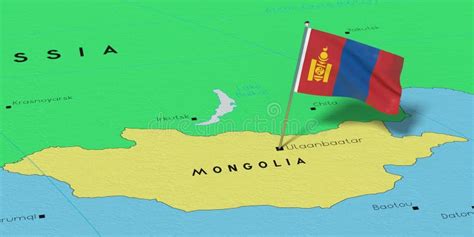 Bandeira Nacional Da Mong Lia Ulabaatar Presa No Mapa Pol Tico Foto De