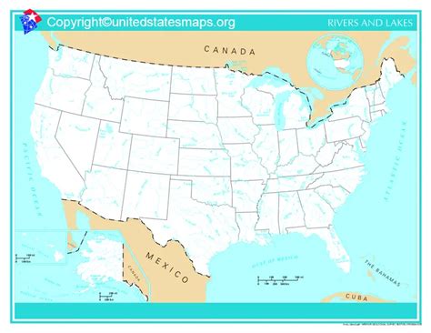 Map Of US Rivers And Lakes With Printable Pdf Free Blank Us Map With ...