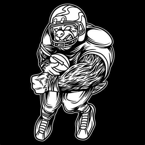 Premium Vector Grizzly Mascot American Football Black And White