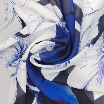 Polyester Sluier Met Bloemen Blauw