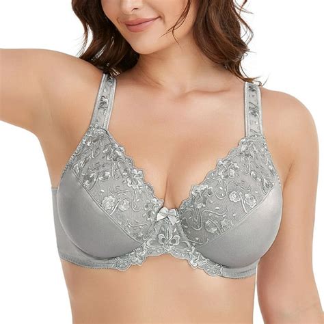 Women S Sexy Lace Embroidered Bras Full Coverage Unlined Underwire Plus Size Bra 50b