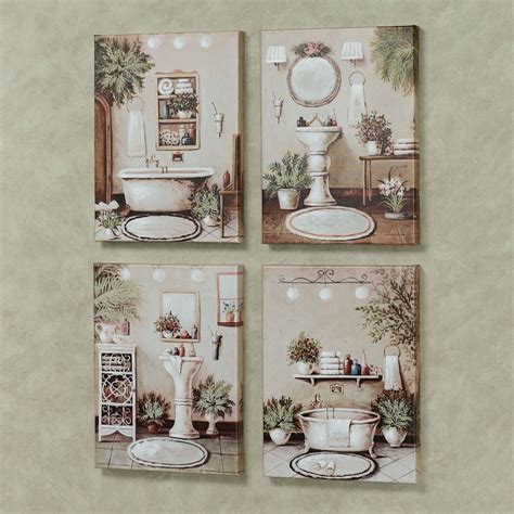 Bathroom Bliss Canvas Wall Art Set Of 4