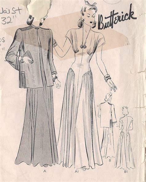 1940s Vintage Sewing Pattern B38in DRESS JACKET JACKET 170 BY