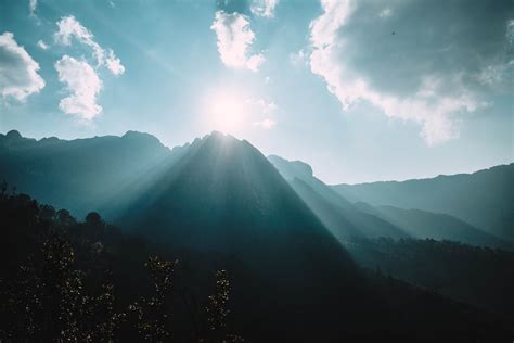 Download Landscape Cloud Sky Sun Mountain Nature Sunbeam 4k Ultra Hd