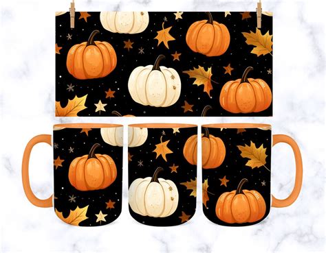 Oz Watercolor Fall Pumpkins Mug Png Sublimation Designs Fall