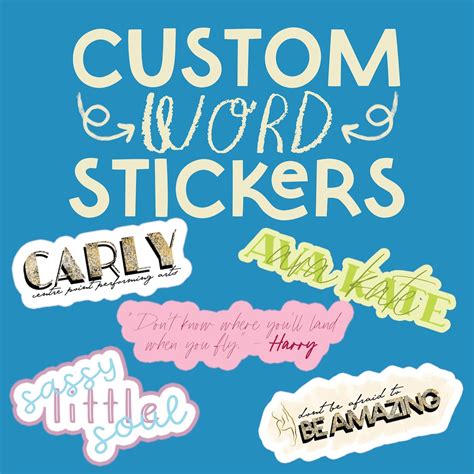 Custom Word Stickers Up To 8 Different Designs Etsy