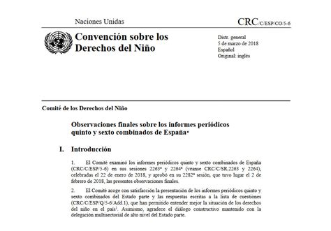 Observaciones Finales Del Comit De Los Derechos Del Ni O Cdn A