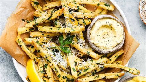 Herb Parmesan Fries with Lemon Garlic Aioli | Lindsey Eats