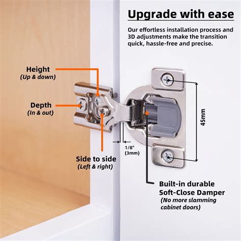 Snapklik 4 Pack 1 2 Inch Overlay Soft Close Cabinet Hinges For