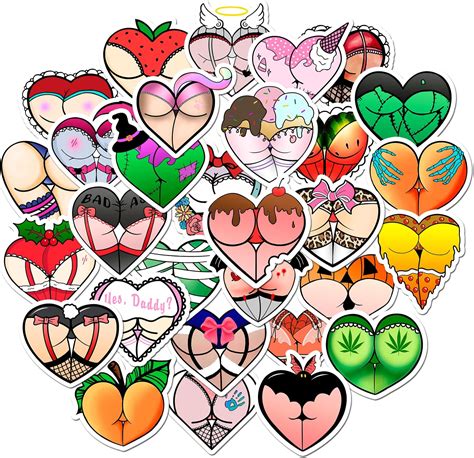 Tinymalsdesign 30pcs Booty Stickers Pack Ass Stickers For