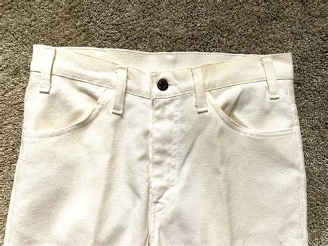 Vintage 60s Levis Big E Sta Prest White Flare Leg Pants Etsy