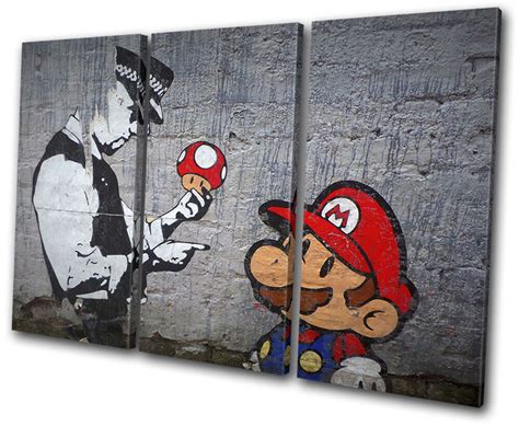 Graffiti Pop Mario Mushroom Banksy Street Treble Canvas Wall Art