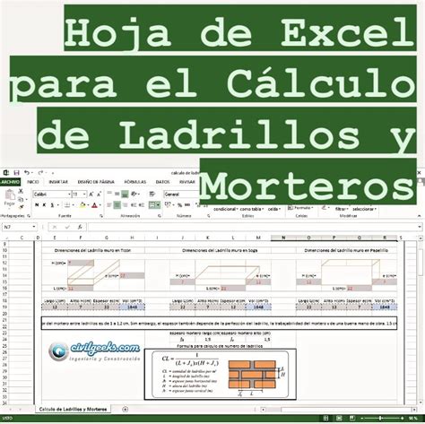 Excel Para El Cálculo De Ladrillos Y Morteros Calculo De