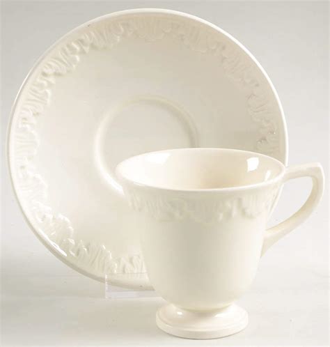 Corinthian Cream Footed Demitasse Cup Saucer Set By Wedgwood