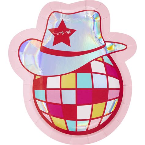 Dolly Parton Multi Color Cowboy Hat Disco Ball Paper Plates 8 Count