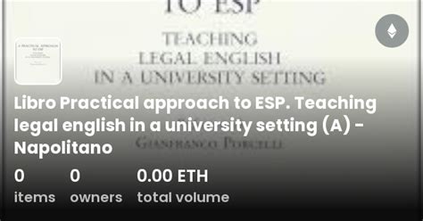 Libro Practical Approach To Esp Teaching Legal English In A University