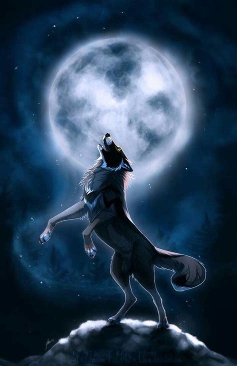 Anime Wolves Howling At The Moon