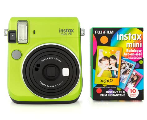 Fujifilm Instax Mini 70 Camera W Instax Mini Rainbow Film 10pk Mint