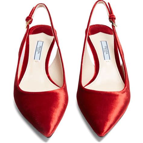 Prada Point Toe Slingback Kitten Heel Velvet Pumps 595 Liked On