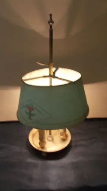 LAMPE BOUILLOTTE ANCIENNE 3 Feux Abat Jour en tôle peinte Empire pieds