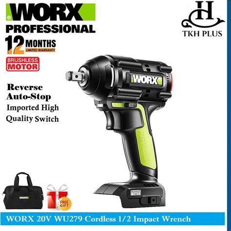 Worx Wu279 9 120v Cordless Brushless 1 2 Impact Wrench Bare Tool