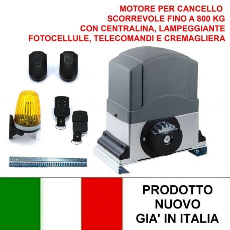 MOTORE CANCELLO SCORREVOLE 800 KG KIT AUTOMAZIONE 500W CENTRALINA