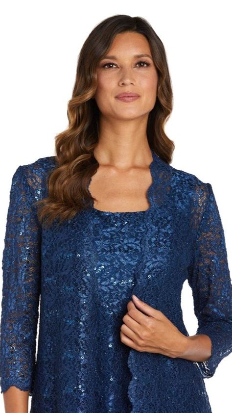 Rm Richards Women S Piece Scalloped Sequin Lace Pant Suit Mother Of