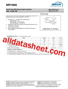 MRF16006 Datasheet PDF M A Technology Solutions Inc