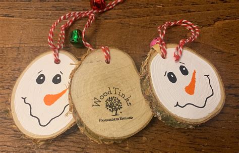 Rustic Natural Birch Wood Slice Hand Painted Christmas Snowman Etsy Uk