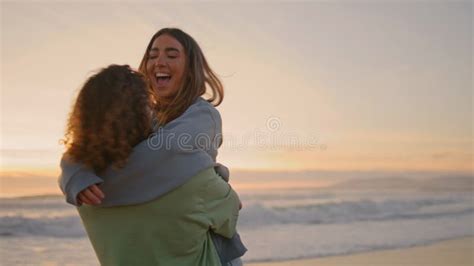 Love Pair Swirling Together In Sunset Vacation Closeup Hugging Couple