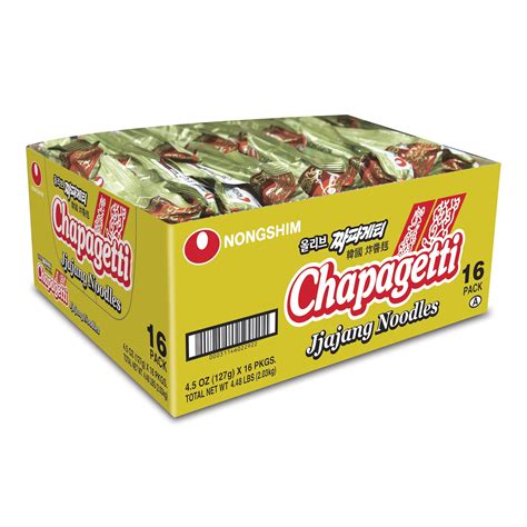 Nongshim Chapagetti Korean Soup, Savory Chajang Black Bean Sauce Ramyun Noodle, Pack of 16, 4 ...