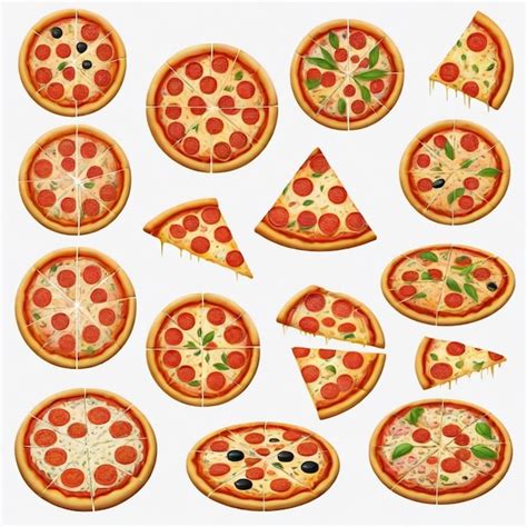 Premium Vector | Pizza vector set white background isolated a high