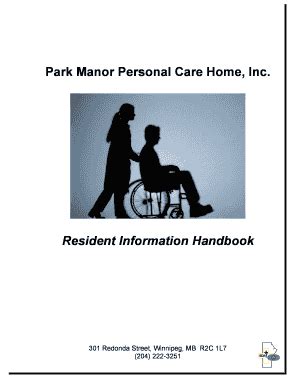 Fillable Online Parkmanor Resident Manual July 2008 Park Manor Care