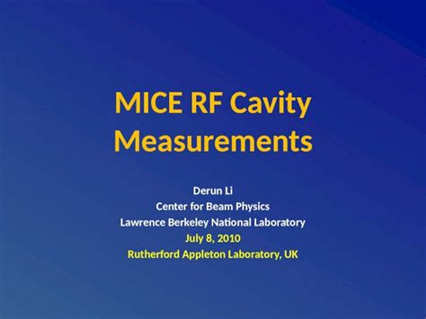 PPTX MICE RF Cavity Measurements DOKUMEN TIPS