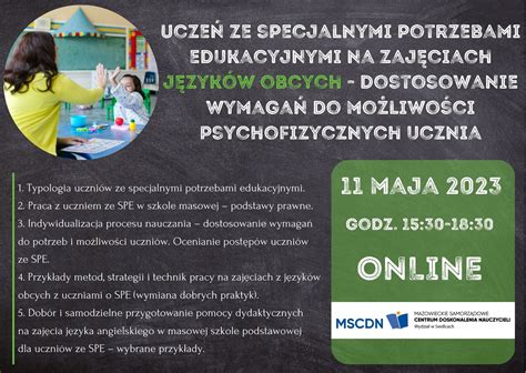 Ucze Ze Specjalnymi Potrzebami Edukacyjnymi Na Zaj Ciach J Zyk W