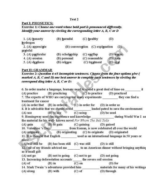 Exercises For Exams Esl Worksheet By Louislucifer